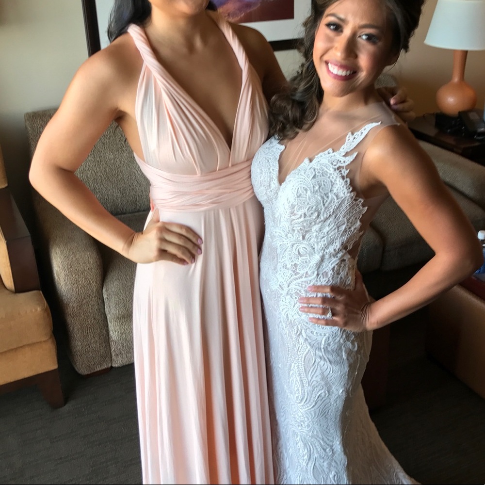 Blush pink convertible maxi dress